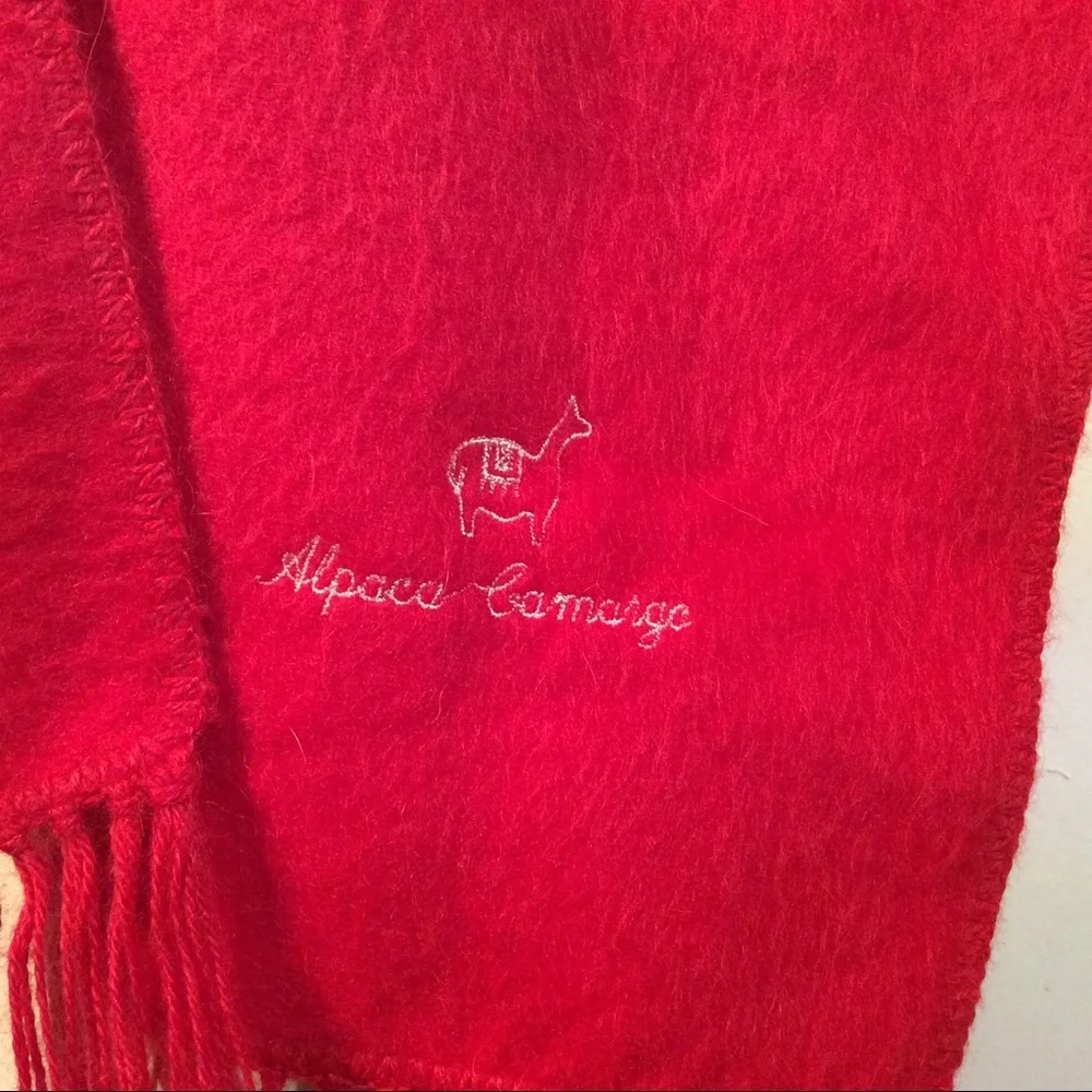 Men’s Alpaca Camargo scarf rich red color made in Peru Men’s Womens Unisex